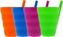 Arrow Home Products 10oz Sip-A-Cup Kids Tumblers with Built-In Straws – 4 Pack