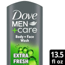 Dove Men+Care Refreshing Daily Use Face & Body Wash for Men All Skin Type, 13.5 oz
